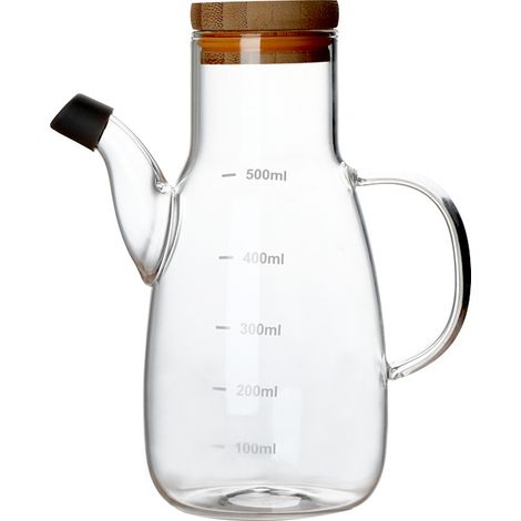 Bouteille en verre étanche pour condiments/huile de cuisson, avec bec verseur en forme d'aigle et graduation, 500 ml