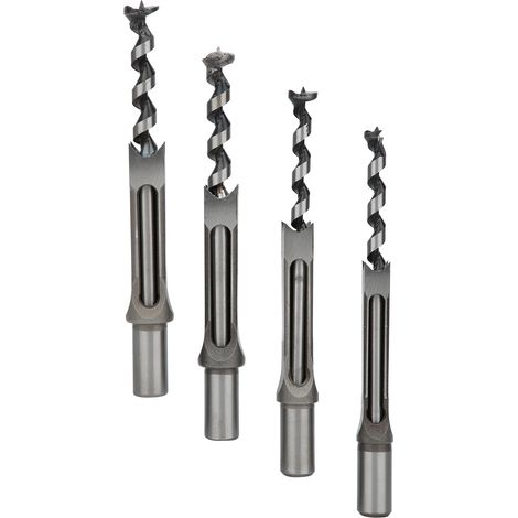Forets à Mortaise Carrée 4 Pièces 14‑19mm, Acier à Roulements pour Menuiserie Bois (1/5)