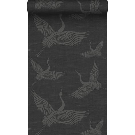 papier peint oiseaux de grue gris foncé - Origin Wallcoverings (1/5)