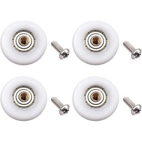 Lot de 4 roulettes de porte de douche – Pièce de rechange pour porte de douche coulissante en verre de salle de bain (diamètre du rouleau 23 mm) (1/4)