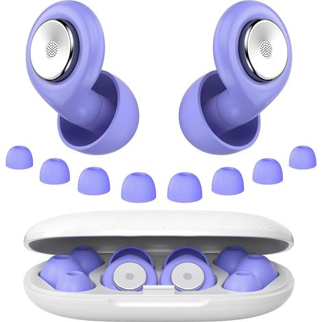Bouchons d'oreille pour dormir, 45 dB, réduction du bruit, doux et réutilisables, pour avion, concert, ronflement, avec 8 bouchons d'oreille (XS/S/M/L) et sac de (1/5)