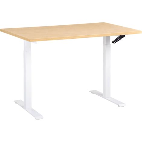 Schreibtisch manuell höhenverstellbar DESTINES 120 cm 72 cm Hellbraun / Weiß (1/5)
