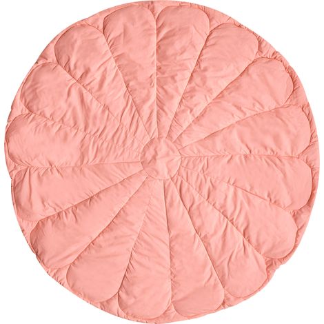 Alfombra de juegos infantil moderna con forma de flor funda de algodón acolchado 110 x 110 cm accesorio habitación infantil rosa Elizjum