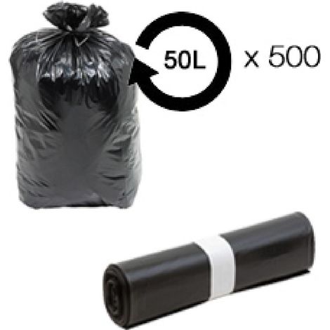 500 Sacs poubelle noir 50L 14 microns