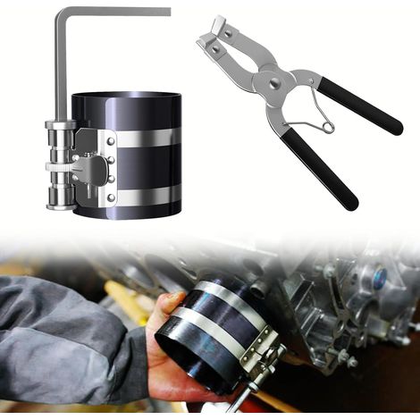 Outil de compresseur de bague de piston de 7,6 cm 53-175 mm, pince et étau en acier inoxydable robuste pour voiture, tracteur, moto, moteurs diesel, kit d'installation de bague de piston de moteur (1/5)