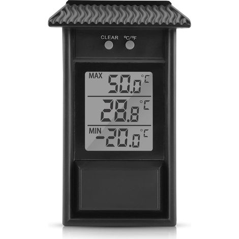 Thermomètre numérique pour extérieur intérieur,Thermomètre numérique à minimum et maximum,Thermomètre numérique, thermomètre de jardin noir , thermom (1/5)