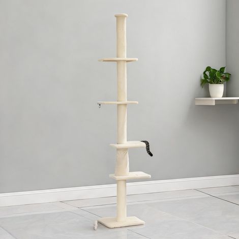 Arbre à chat coloris blanc crème 42,5 x 26,5 x 275 cm (1/5)