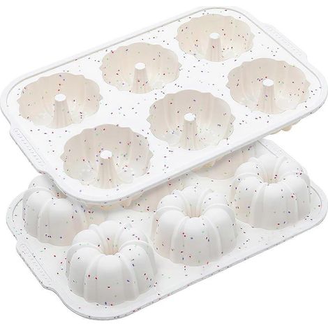 Riesige Röhrenform mit verstärktem Metallrahmen, antihaftbeschichtete Silikon-Kuchenformen (2er-Set) für Schokoladenflan, Maisbrot, Brownies (1/5)