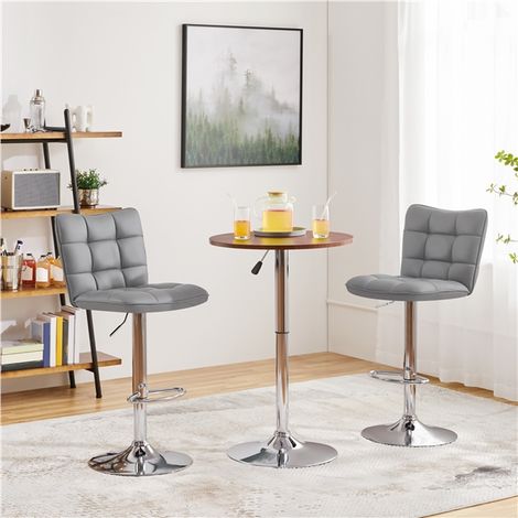 Homevive Juego de 2 Taburete de Bar Taburete de Altura Ajustable 92,5-113 cm Taburete Industrial Metal Silla de Cocina Tasburete Alto para Cocina Bar Comedor Gris Claro