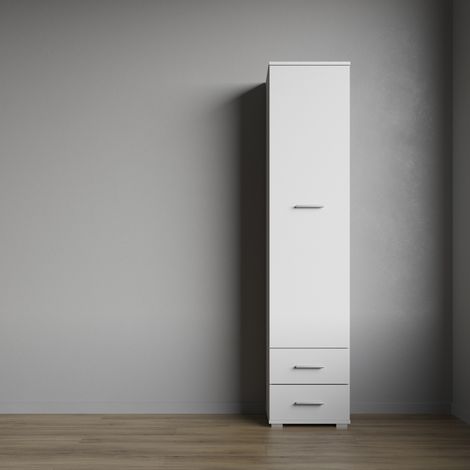 Armoire FAUSKE - 2 Tiroirs - Blanc - Largeur 40 cm, Hauteur 180 cm, Profondeur 36 cm (1/4)