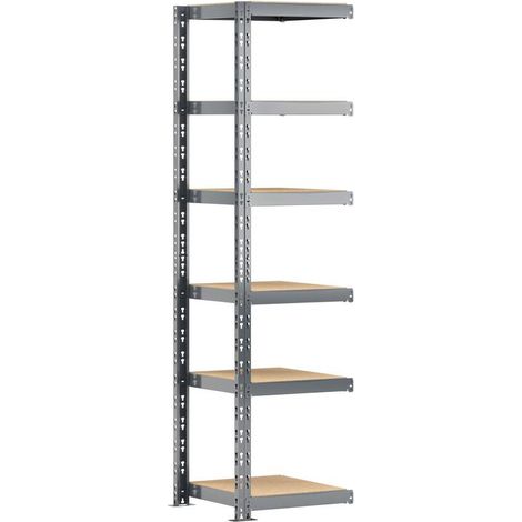 Extension étagère charge lourde modulable 50 cm – 6 plateaux 250 kg/plateau – Acier époxy gris foncé – Montage rapide sans vis – Modulo Storage (1/3)