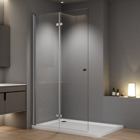 75 x 185 cm Walk in Dusche Walk in Duschwand Falttür Duschabtrennung Duschtrennwand Glaswand Duschwände, 6mm ESG-Sicherheitsglas (1/5)
