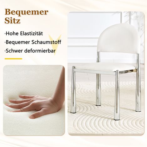 Set de 2 Chaises de Salle à Manger Modernes, Fauteuil Rembourré à Dossier Semi-Circulaire, Chaise de Cuisine en Cuir PU et Pieds en Métal, Hauteur 80 cm, Élégantes et Résistantes, Livrées Sans Table (1/5)