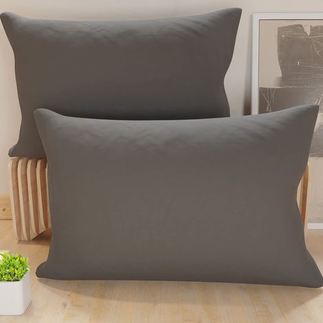 Lot de 2 Taies d'oreiller de Lit 50x70 cm, Housses de Coussin Unies Couleur Gris Foncé, Taie Oreiller 100% Microfibre Hypoallergénique, Fabriqué en Italie