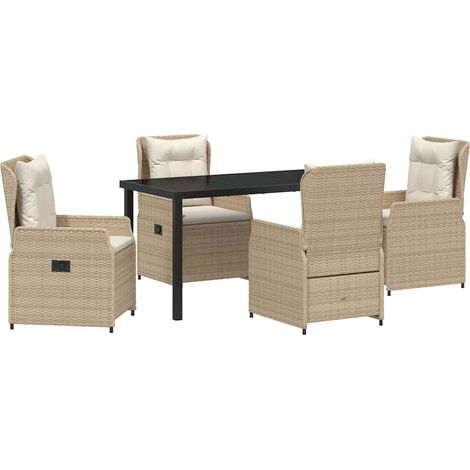 Maison Exclusive - Garten Essgruppe 5 Stk. Beige und Hellgrau Pol (1/5)