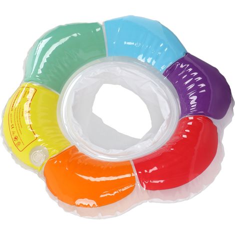 Farbenfroher, aufblasbarer Babyschwimmer mit Doppel-Airbag und Sicherheitssitz. (1/5)
