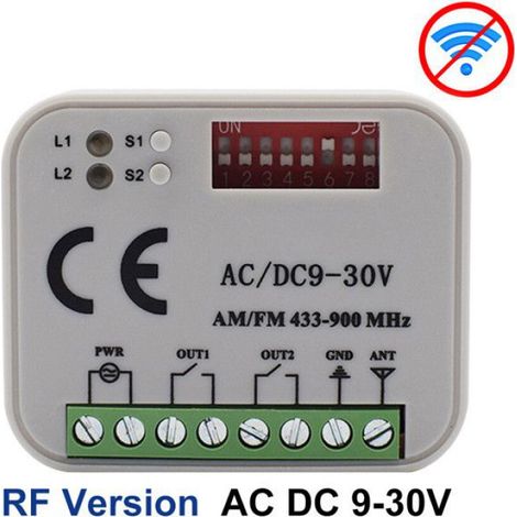 Récepteur Porte Garage - Wifi Tuya 2 Canaux - Fréquence 868 MHz - Compatible Hormann HS2 HS4 HSE2 HSE4 HSM2 - Alimentation 9-30 V