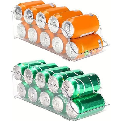 Lot de 2 bacs de rangement pour réfrigérateur, distributeur de canettes, support de rangement transparent en plastique pour (1/5)