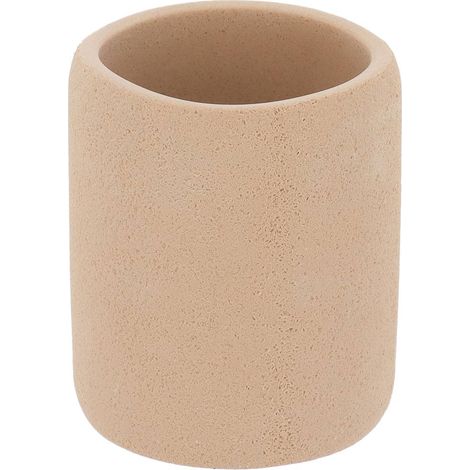 Bicchiere rotondo effetto grezzo in poliresina 350 ml - ocra - Tendance