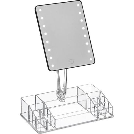 Miroir LED pivotant avec rangement bijoux Rectangle - Noir - SILUMEN (1/5)