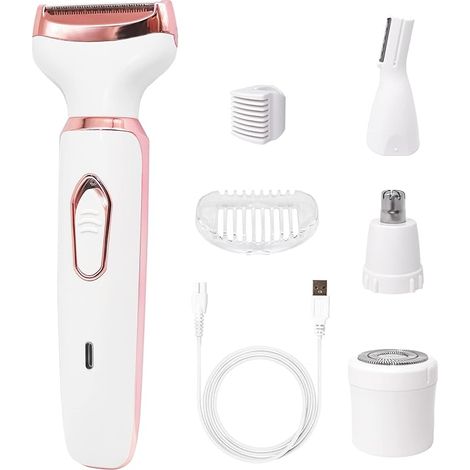 Rasoir électrique pour femmes, sans fil et rechargeable, 4 en 1, rasoir portable pour le visage, les bras, le maillot et les jambes.-AquaForge (1/5)