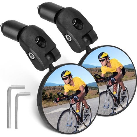Retroviseur Vélo - Miroir Convexe 6,8 cm Réglable 360° - Montage sur Cintre - Pour Vélo de Route VTT Vélo Urbain - Lot de 2 (1/5)