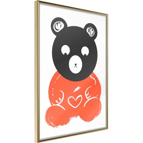 Affiche Murale Encadrée "Teddy Bear in Love" 40 x 60 cm Or (1/2)