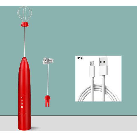 Mousseur à lait électrique USB Accessoire en acier inoxydable (rouge) (1/4)