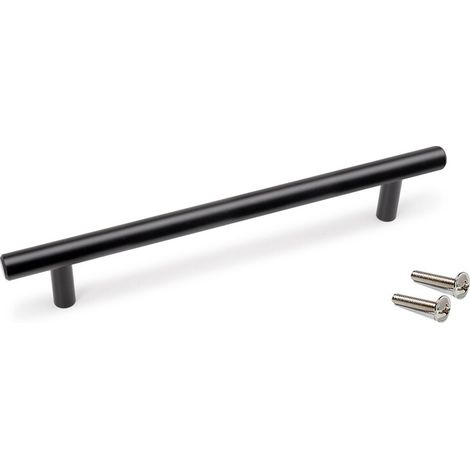 Poignée pour meubles Orlando L210mm entraxe 160mm Acier Peint en noir - EMUCA - 9352714 (1/3)
