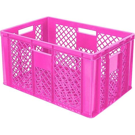 BRB 54 Stück Eurobehälter/Bäckerkiste durchbrochen, LxBxH 600x400x320 mm, PE-HD, lebensmittelecht, pink, Palettenware