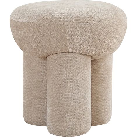 Pouf in tessuto ciniglia beige - KUMBODA (1/3)