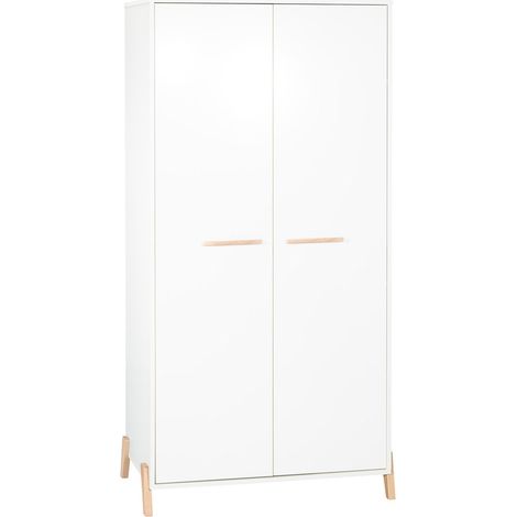 Les Tendances – Armoire enfant 2 portes sur pieds en panneaux de particules mélaminés décor blanc – Dimensions 88x175x56 cm – Fabrication française (1/6)
