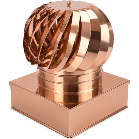MAKA Comignolo Eolico Quadro Aspirante, Cappello Eolico per Aerazione ed Espulsione Aria, Terminale Girevole in Acciaio, Aspiratore Eolico Base Quadra Rame 570x570 mm (1/5)