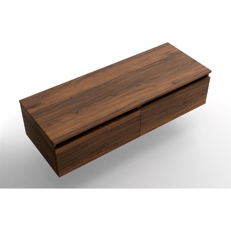 Set DOMUS 1200 2 Schrankelement wandhängend 1 Schublade und Waschtischplatte NUSSBAUM (1/3)