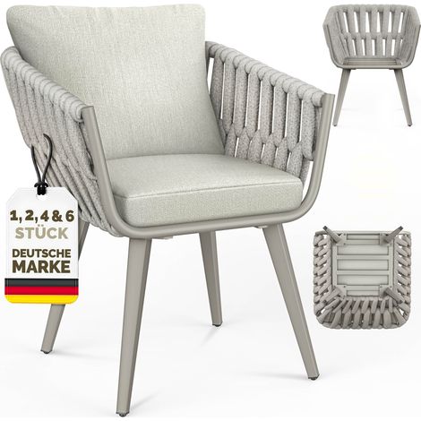 tillvex® Gartenstuhl 1 Stück Wetterfest mit Armlehne Outdoor Stühle bis 160kg belastbar Gartenstühle UV-beständig Terrassenstuhl Sessel Gartenmöbel Terrasse Balkon Garten