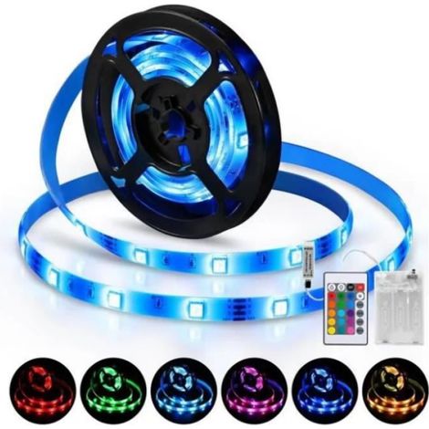 Bande Led - 2 M - 60 Led Smd5050 - Étanche Ip65 - Télécommande Incluse - 16 Couleurs - 4 Modes - 1 Pièce (1/4)