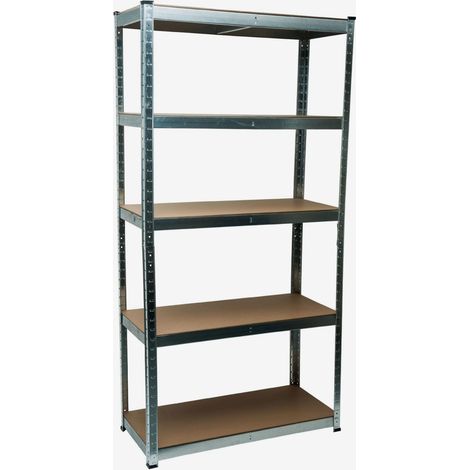Étagère modulable spéciale charge lourde avec 5 plateaux en acier galvanisé et bois MDF, capacité de 875 kg, idéale pour garage ou atelier, dimensions 180x90x40 cm, couleur gris. (1/5)