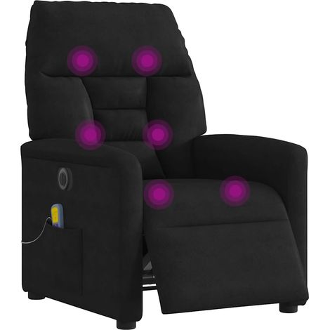 Maison Exclusive - Fauteuil inclinable de massage électrique noir tissu microfibre