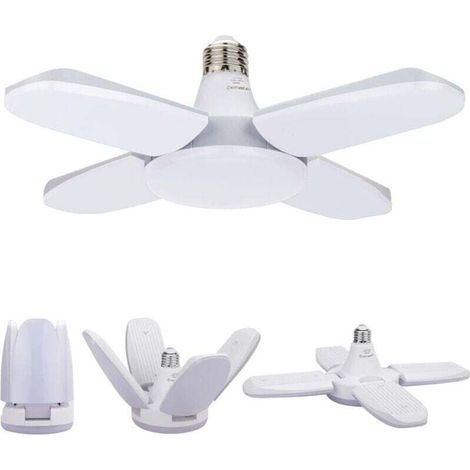 Éclairage de garage LED, 60 W E27 6 500 K 4 800 lm, éclairage de garage déformable avec 4 panneaux réglables, plafonnier LED pour garage, entrepôt, atelier, sous-sol, salle de sport, cuisine (1/5)
