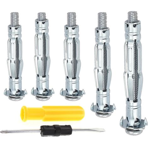 Lot de 36 fixations robustes pour plaques de plâtre, chevilles creuses et vis métalliques, idéal pour cloison sèche, bois, brique, béton, métal (1/5)