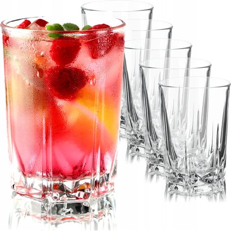 KADAX 6er-Set Wassergläser, dickwandig, geriffelt, für Wasser, Drink, Saft, Party, Cocktail, Getränk (1/5)