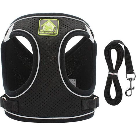 Colliers, Harnais et Laisses pour Chats Harnais Chaton Anti évasion Réfléchissant Réglable Harnet pour Chat Gilet Respirant Harnais Petit Chien (L,Noir) (1/5)