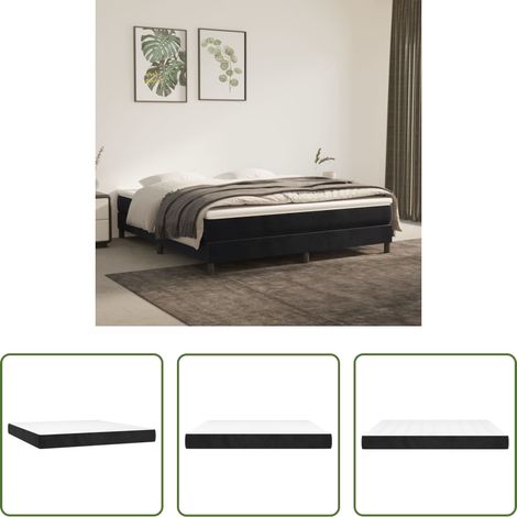 Samtmatratze -  Taschenfederkernmatratze Mittel Schwarz 180x200x20 cm Samt