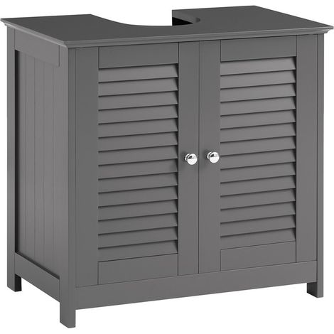 SoBuy Under Sink Cabinet Bathroom Vanity Unit Bathroom Storage Cabinet with Double Shutter Doors, Suitable for Pedestal Sinks,FRG237-II-DG (1/5)