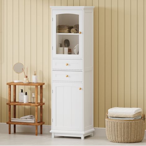 meuble salle bain 45x36x160 2 tiroirs MDF blanc OKMYHOME (1/5)