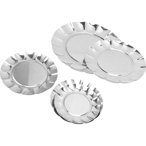 Service de table 5 pièces en acier inoxydable (assiettes de 13 cm, 15 cm, 16,5 cm, 20 cm et 25 cm), brochette et bol à os. (1/5)