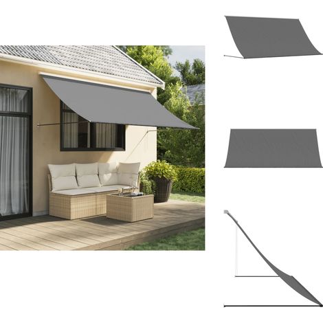 Auvent rétractable anthracite 300x150 m tissu et acier - Auvent Retractable - Parasol Mural - Ombre Solaire - Protection Uv - Décoration Extérieure (1/5)