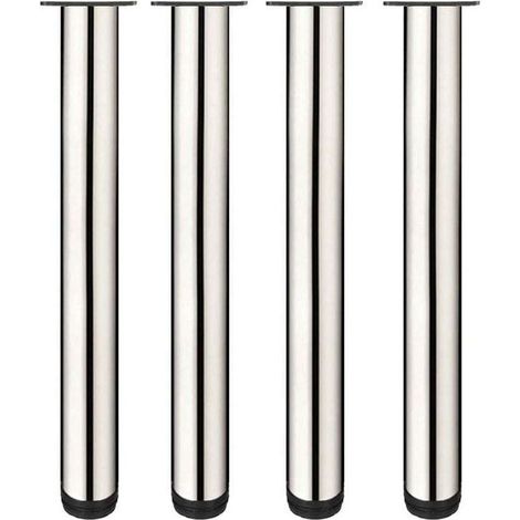 Lot de 4 pieds de meuble réglables en acier inoxydable – Hauteur 50 cm – Réglable jusqu'à 15 mm – Installation avec vis pour tables et canapés