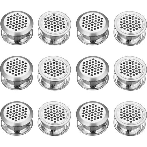Grille De Ventilation - Acier Inoxydable Et Plastique Abs - Diamètre 42 Mm - Pour Armoire Placard Tiroir Cuisine - 12 Pièces (1/5)
