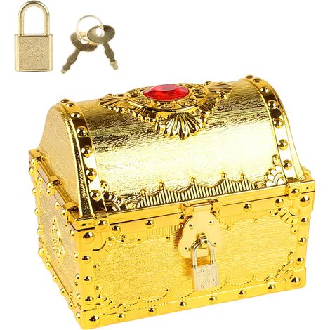 1 Coffre au trésor,Plastique,Rangement jouets,Décoration rétro,Pirate,Enfants,Fête (1/5)